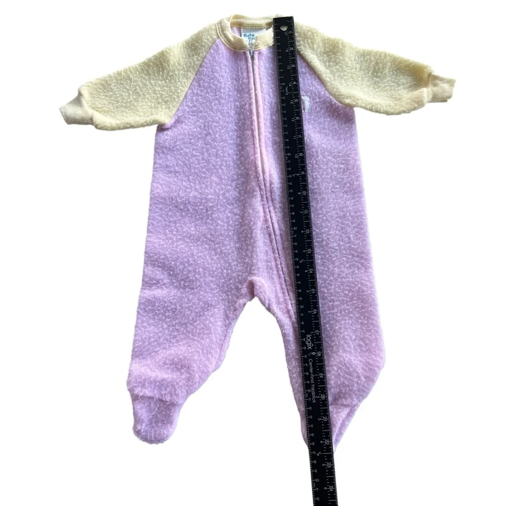 Baby Bgosh by OshKosh 6 Mon. Yellow Pink Fleece Footed Sleeper Front Zip Vintage
